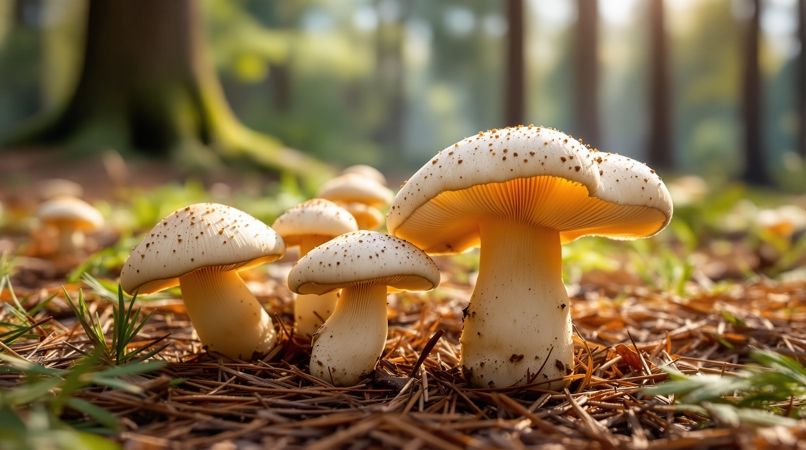 蘑菇视频季节合集配图：松针落叶间冒出的松茸